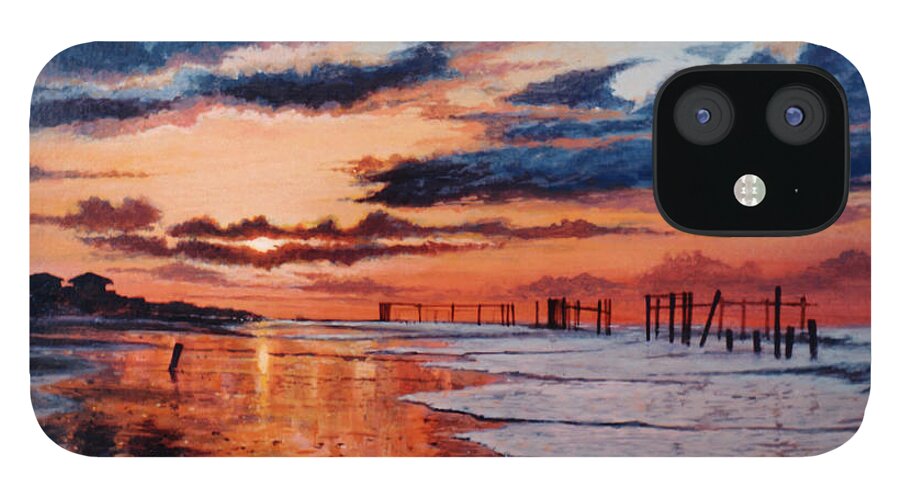 Dawn iPhone 12 Case featuring the painting Dawn on Crystal Beach by Randy Welborn