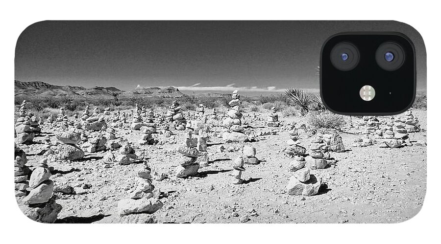 Black And White iPhone 12 Case featuring the photograph Desert Floor b/w by David Zumsteg