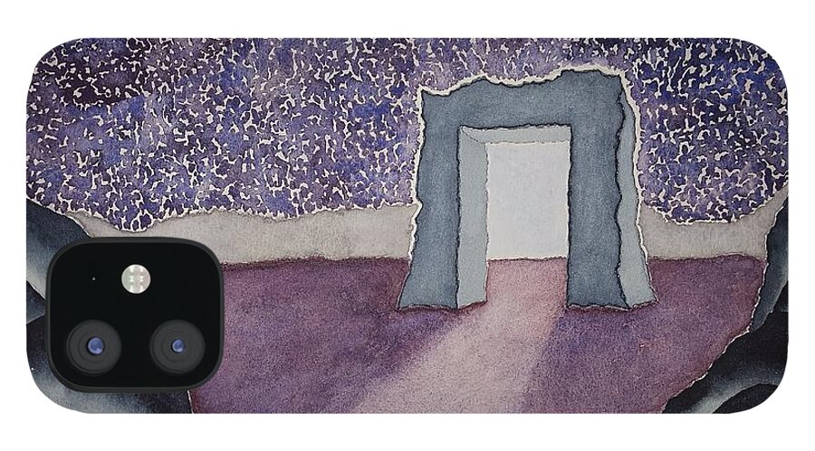 Watercolor iPhone 12 Case featuring the painting Door of Lore by John Klobucher