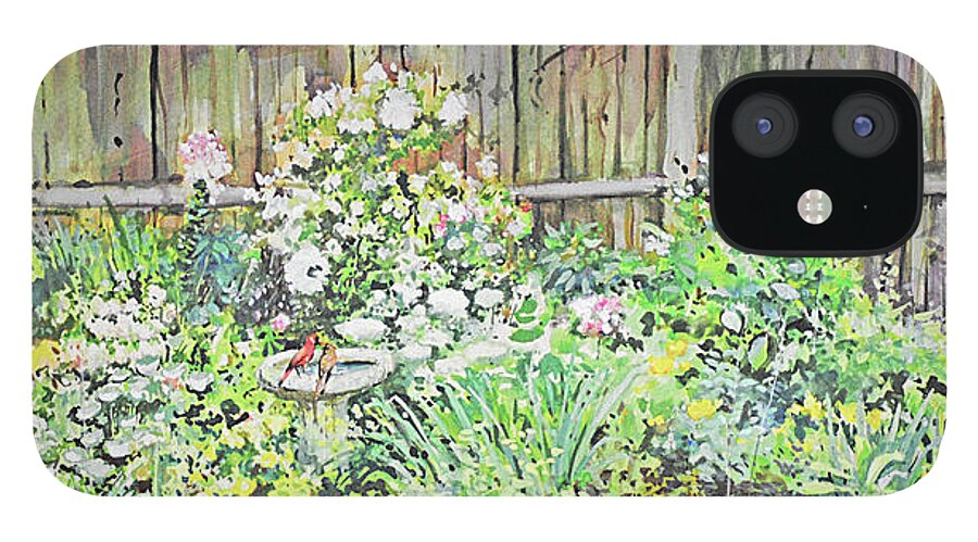 Paintings iPhone 12 Case featuring the painting Dotties Garden by P Anthony Visco