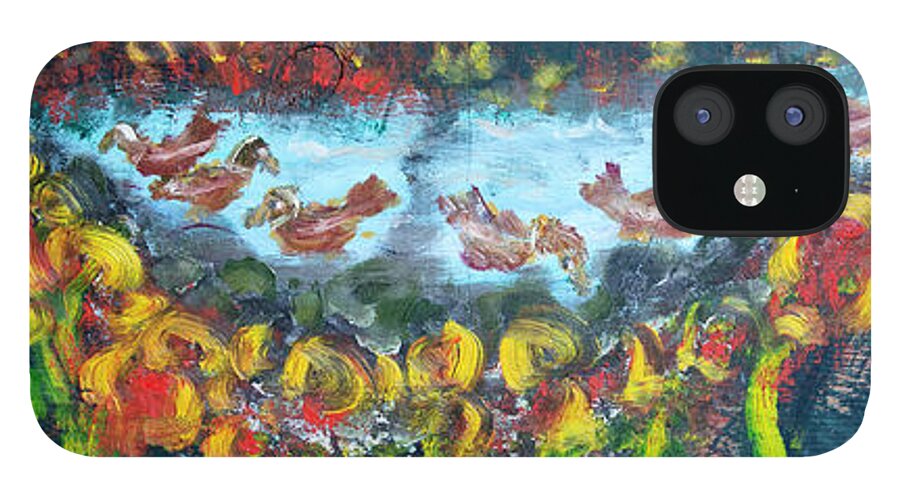  iPhone 12 Case featuring the painting Duck Pond by David McCready