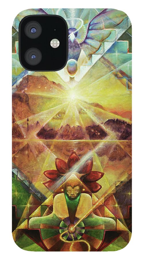 Eagle iPhone 12 Case featuring the painting Eagle Boy and the Dawning of a New Day by Kevin Chasing Wolf Hutchins