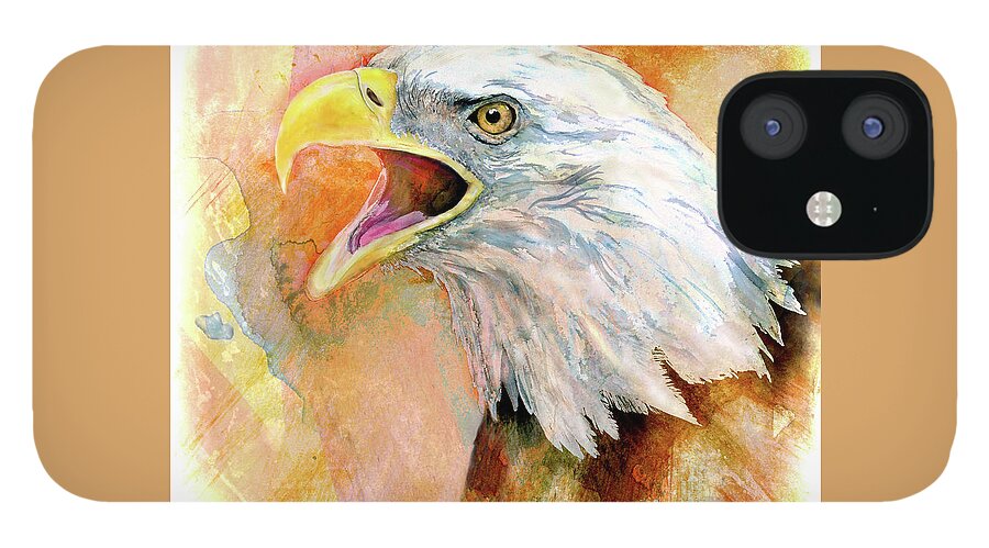 Bald Eagle iPhone 12 Case featuring the painting Eagle's Cry by Daniel Adams