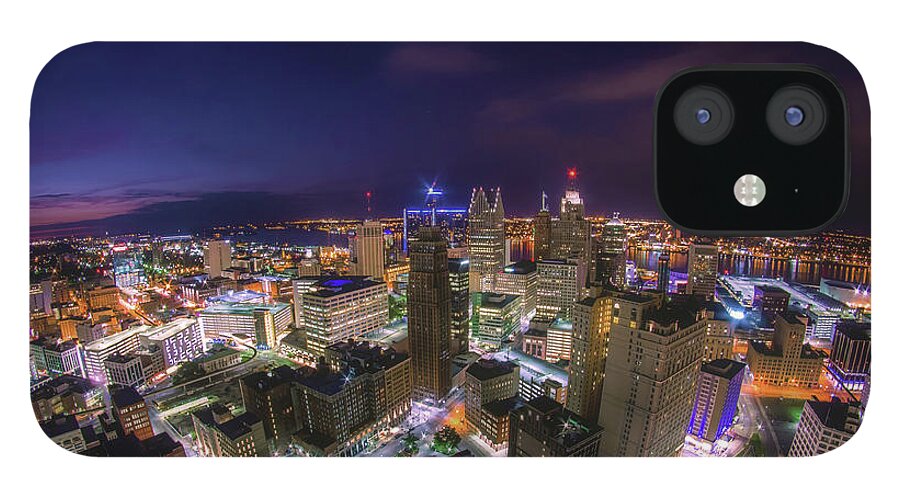 Detroit iPhone 12 Case featuring the photograph Early morning panorama of downtown Detroit by Jay Smith