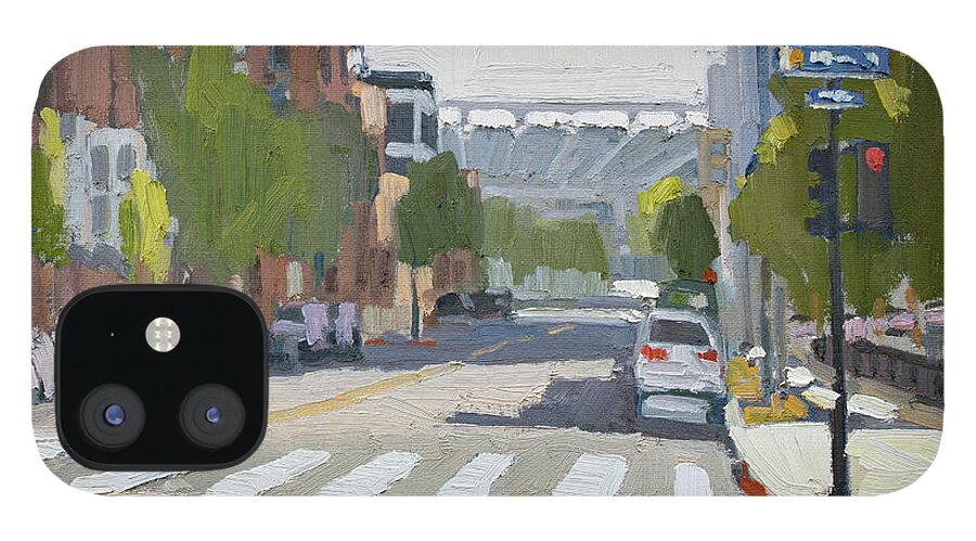 East Village iPhone 12 Case featuring the painting East Village Near Petco Park - San Diego, California by Paul Strahm