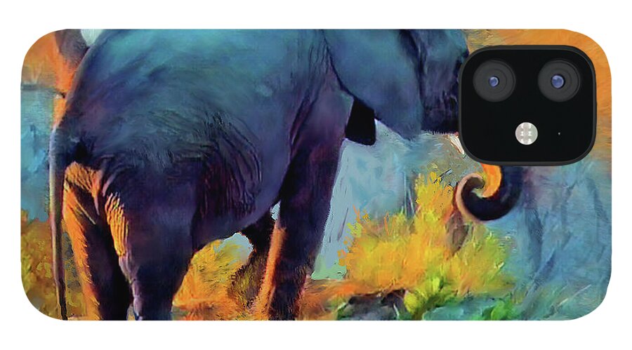 Elephant iPhone 12 Case featuring the painting Elephant Dawn by Joel Smith