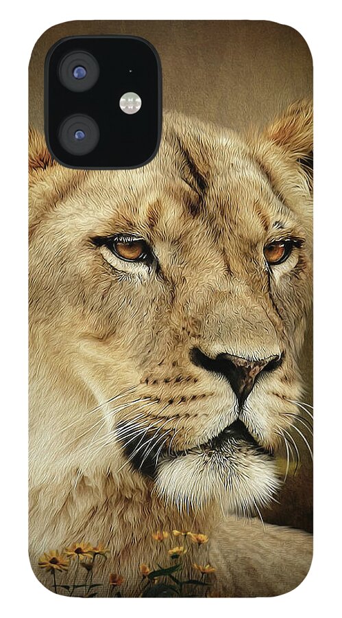 Lioness iPhone 12 Case featuring the digital art Elsa by Maggy Pease