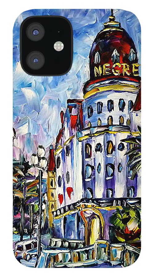 Nice In The Evening iPhone 12 Case featuring the painting Evening sky over Nice by Mirek Kuzniar