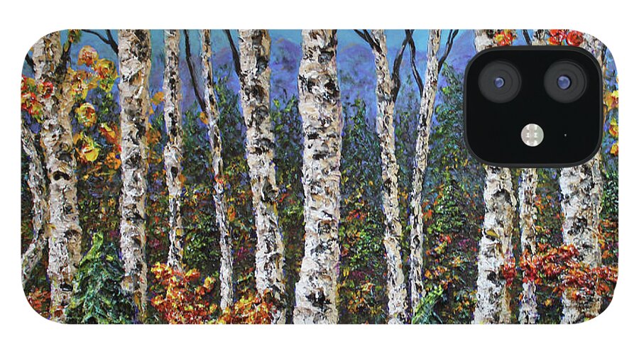 Aspen iPhone 12 Case featuring the painting Fall Fantasy SOLD by Linda Donlin