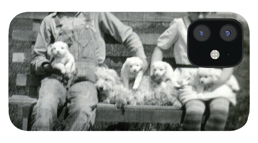 Family iPhone 12 Case featuring the photograph Farm Puppies by Unknown