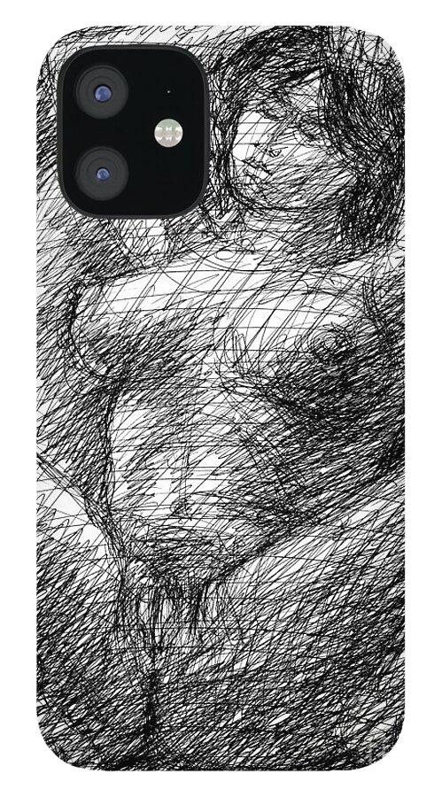 Female Erotic Drawings iPhone 12 Case featuring the drawing Female-Sexy-Drawings-10 by Gordon Punt
