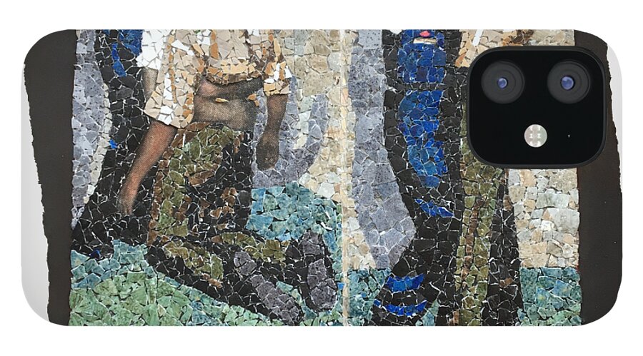 Glass iPhone 12 Case featuring the mixed media Fig 100 B-C. Fireman's carry. by Matthew Lazure