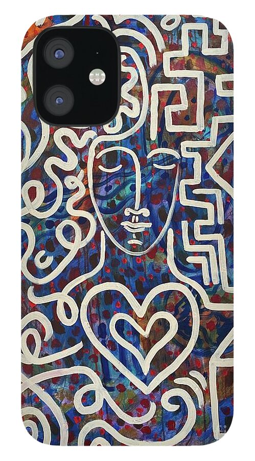 #thinking #inventing #idea #creativity #solution iPhone 12 Case featuring the painting First Grasp by Sylvia Becker-Hill
