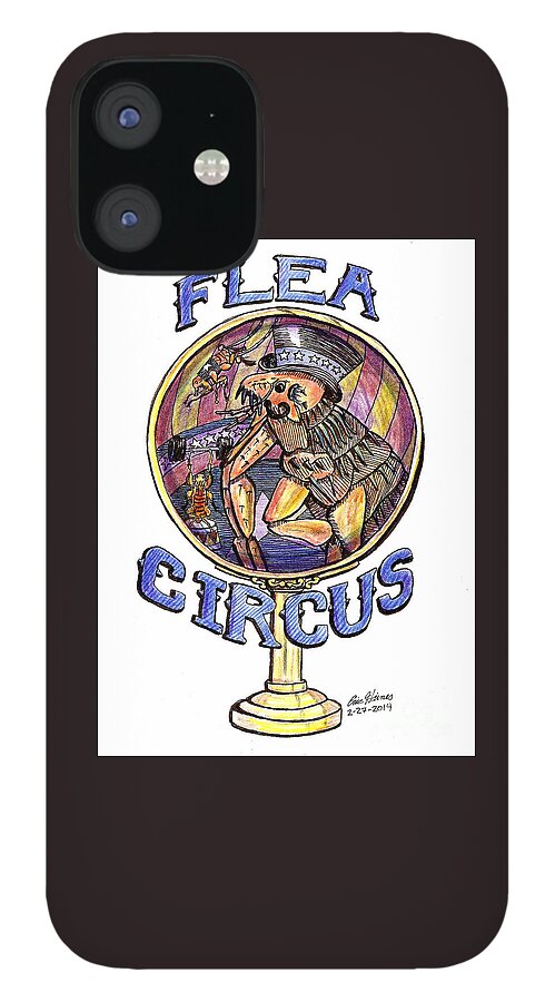 Flea iPhone 12 Case featuring the drawing Flea Circus by Eric Haines