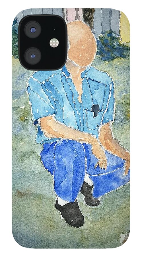 Watercolor iPhone 12 Case featuring the painting Frank by John Klobucher