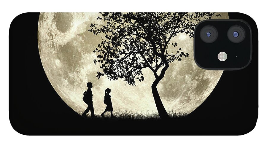 Digital Art iPhone 12 Case featuring the digital art Full Moon by Phil Perkins