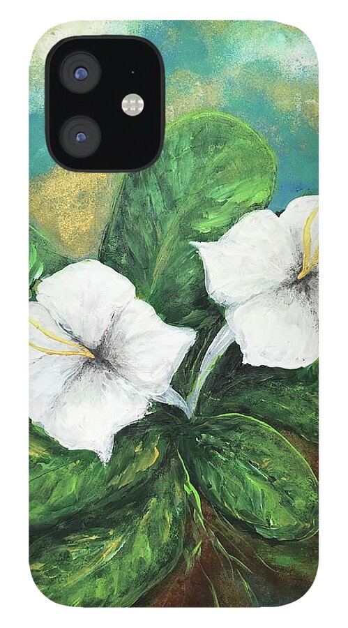 Gaosali iPhone 12 Case featuring the painting Gaosali Flower Guam by Michelle Pier