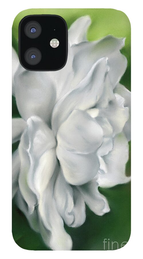 Botanical iPhone 12 Case featuring the painting Gardenia White on Green by MM Anderson
