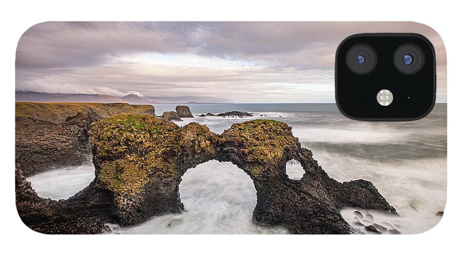 Gatklettur iPhone 12 Case featuring the photograph Gatklettur rock arch in Iceland by Alexios Ntounas
