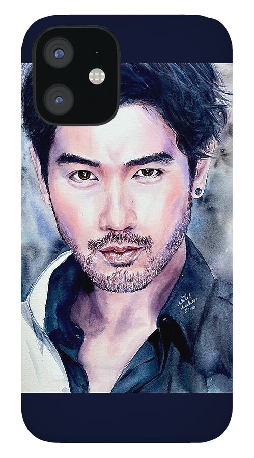 “the Face iPhone 12 Case featuring the painting Godfrey Gao Truth in Your Eyes by Michal Madison