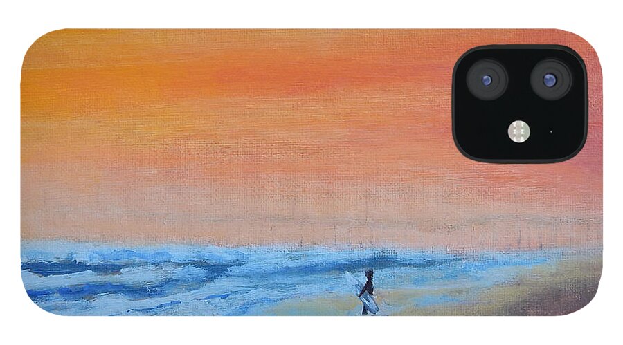 Beach iPhone 12 Case featuring the painting Goin' In by Mike Kling
