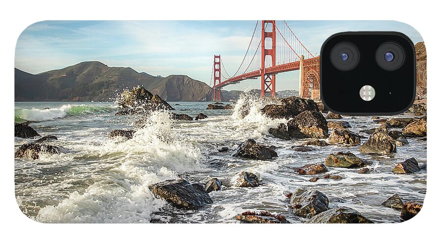 Golden Gate Bridge iPhone 12 Case featuring the photograph Golden Splash by Gary Geddes