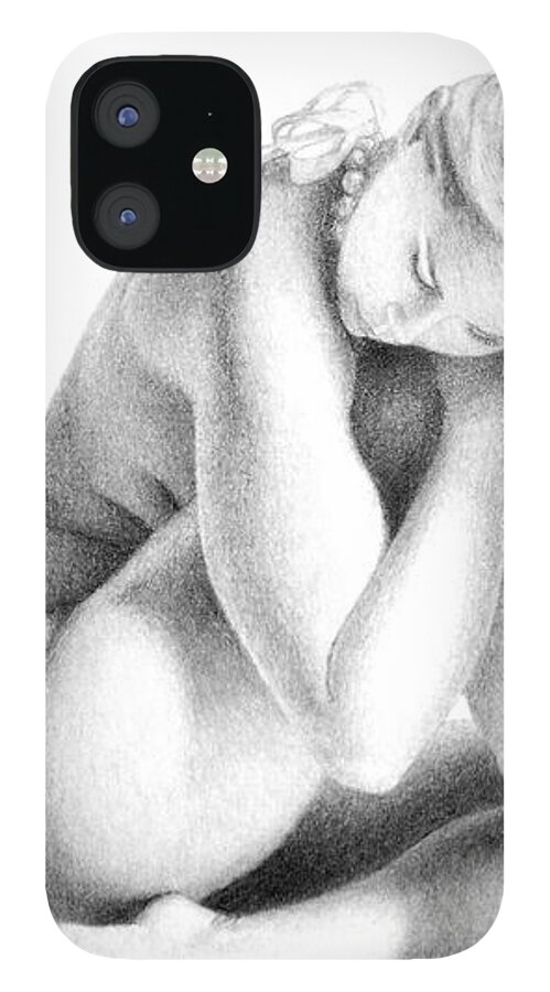 Print iPhone 12 Case featuring the drawing Grace Of Form print only by Joseph Ogle