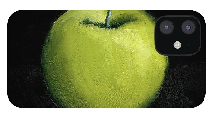 Apple iPhone 12 Case featuring the painting Green Apple Still Life by Michelle Calkins