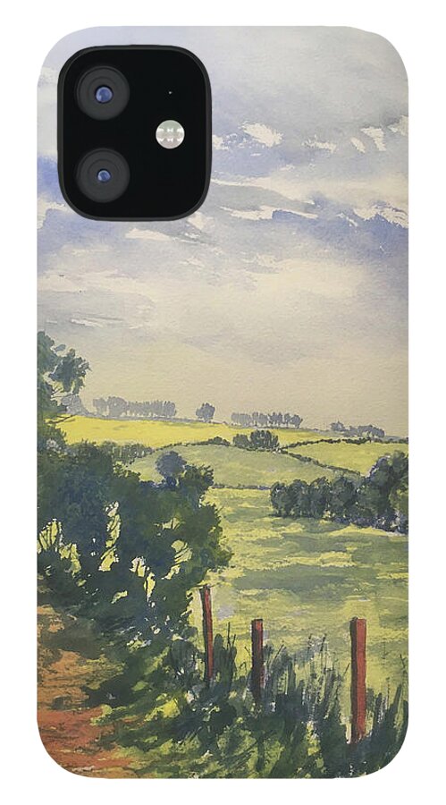 Watercolour iPhone 12 Case featuring the painting Green Lane off Fordon Road by Glenn Marshall
