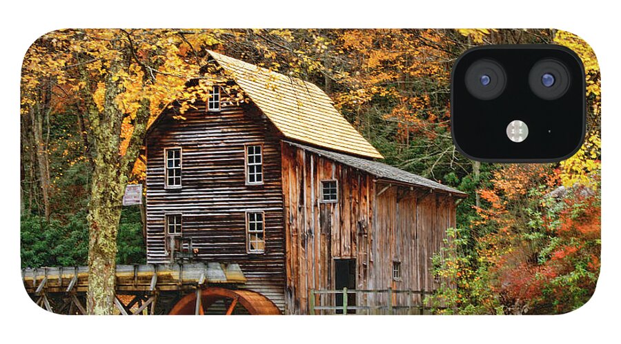 Babcock State Park iPhone 12 Case featuring the photograph Grist Mill in Autumn Hues by Ola Allen