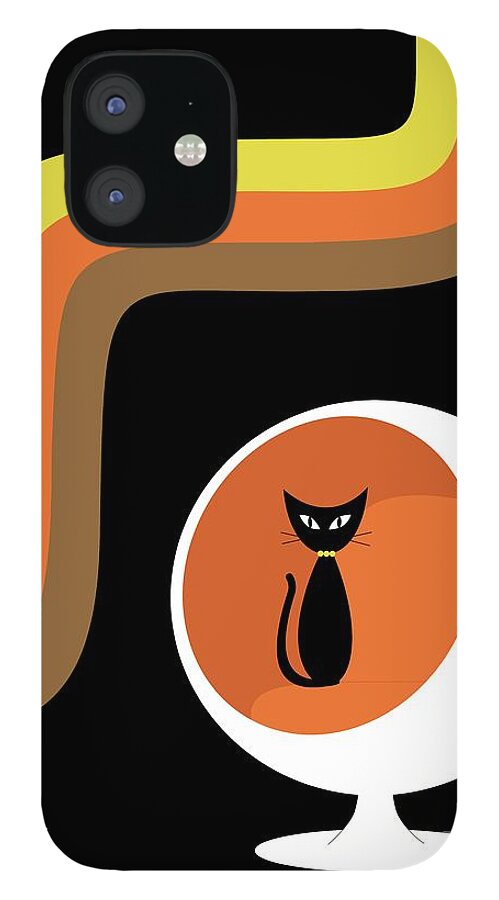 70s iPhone 12 Case featuring the digital art Groovy Stripes I by Donna Mibus