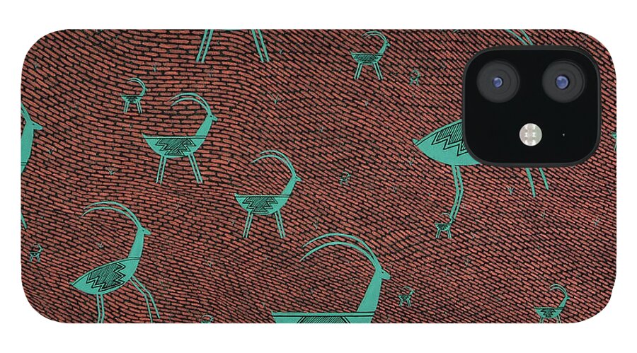 Pointillism iPhone 12 Case featuring the painting Happy Goats by Doug Miller