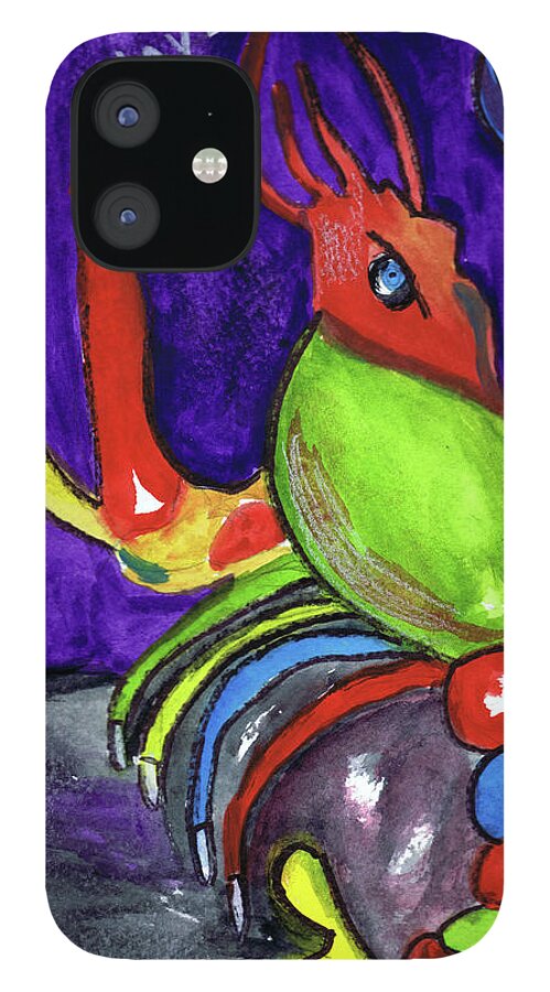 Crawfish iPhone 12 Case featuring the painting Have Fun Y'all by Genevieve Holland