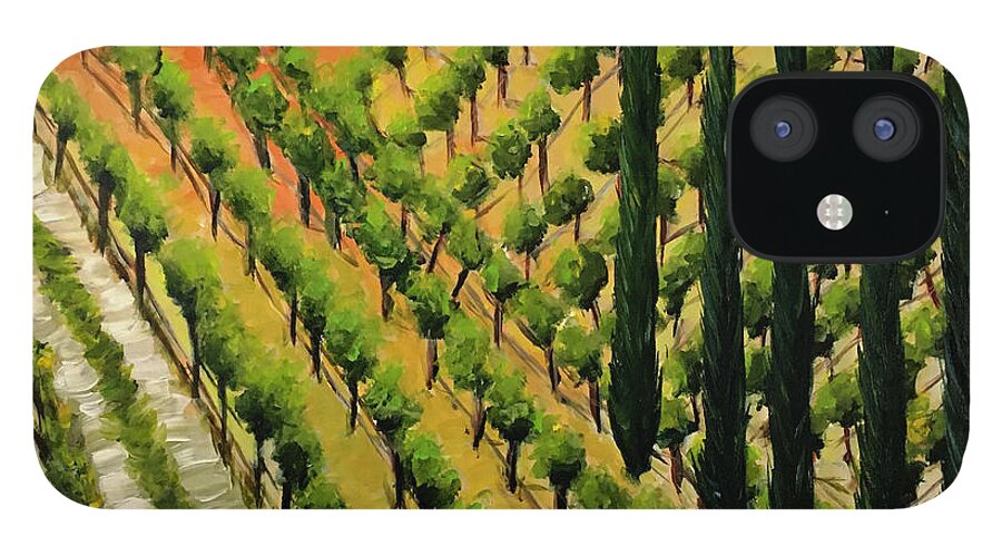Temecula iPhone 12 Case featuring the painting Hillside Vines Temecula by Roxy Rich