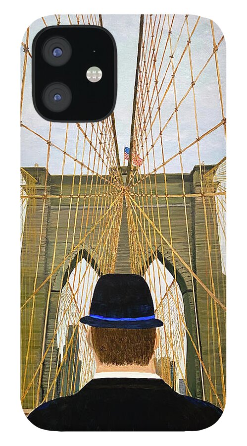 Brooklyn Bridge iPhone 12 Case featuring the painting I'll Take Manhattan by Thomas Blood