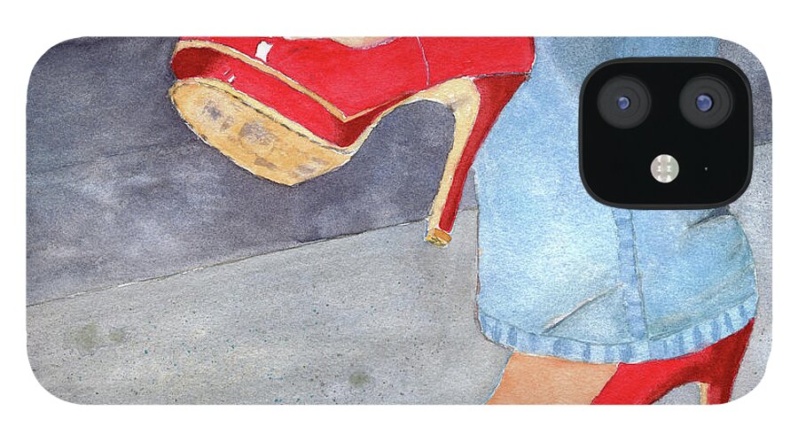 Shoes iPhone 12 Case featuring the painting I'm Waiting...... by Richard Stedman