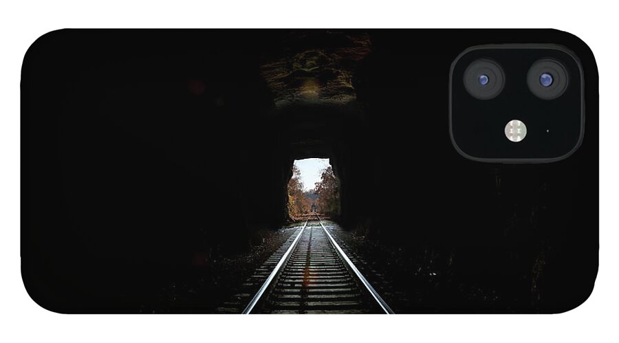 Railroad iPhone 12 Case featuring the photograph Inside Railroad Tunnel looking out into the daylight by Pete Klinger