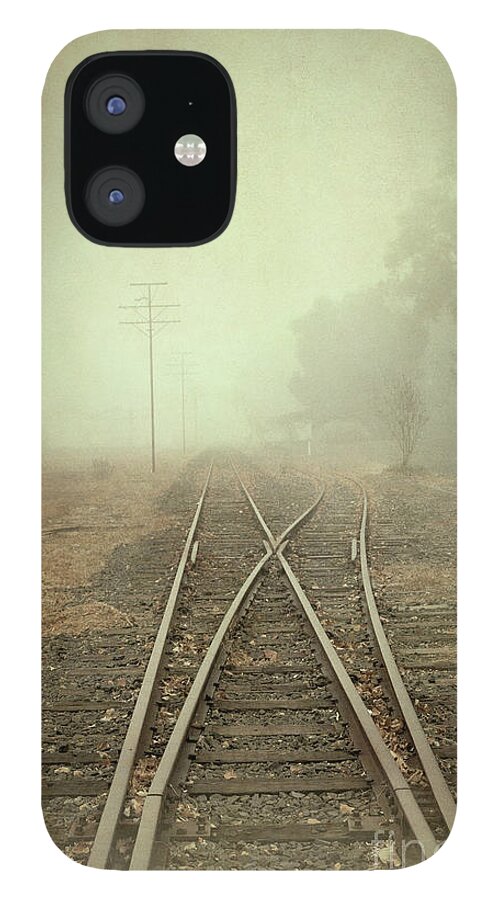 Railway iPhone 12 Case featuring the photograph Into the Fog #2 by Elaine Teague