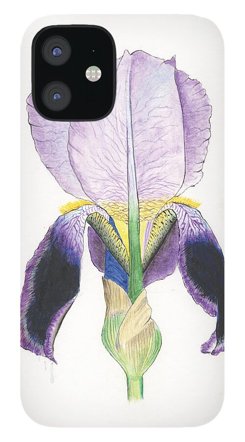 Iris iPhone 12 Case featuring the painting Iris, Purple by Bob Labno