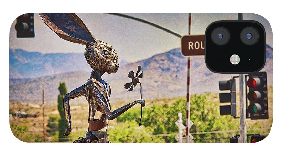 Route 66 iPhone 12 Case featuring the photograph Jack rabbit art in Kingman Arizona, on Route 66 by Tatiana Travelways