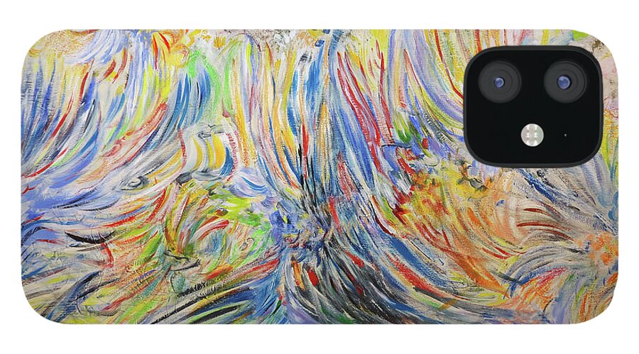 Acrylic Structure Paints iPhone 12 Case featuring the mixed media Jazz and Survival by Rosanne Licciardi
