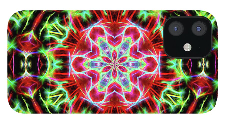 Cafe Art iPhone 12 Case featuring the digital art Kaleido-Art 2003 by Ludwig Keck