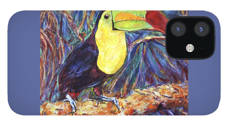 Costa Rica iPhone 12 Case featuring the painting Keel-billed Toucan by John Bohn