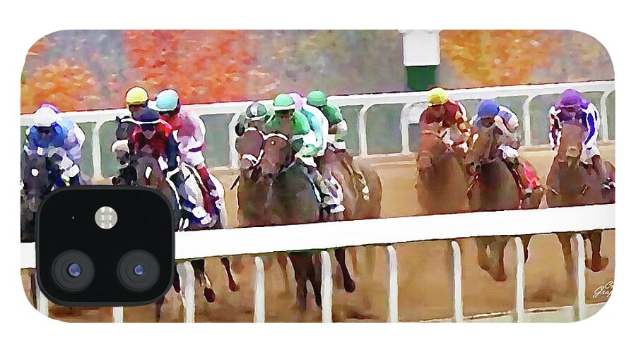 Keeneland iPhone 12 Case featuring the painting Keeneland Backstretch by CAC Graphics