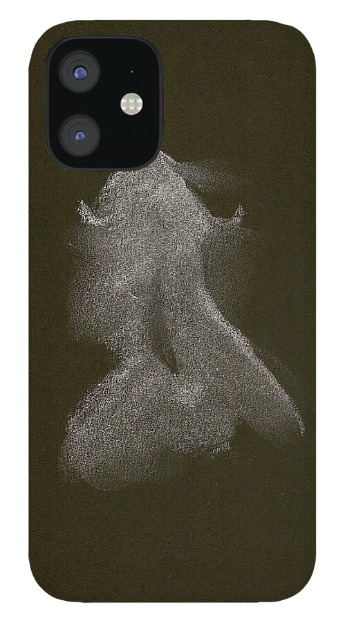 Modell iPhone 12 Case featuring the drawing Kroki 2014 10 04_16 Figure Drawing White Chalk by Marica Ohlsson