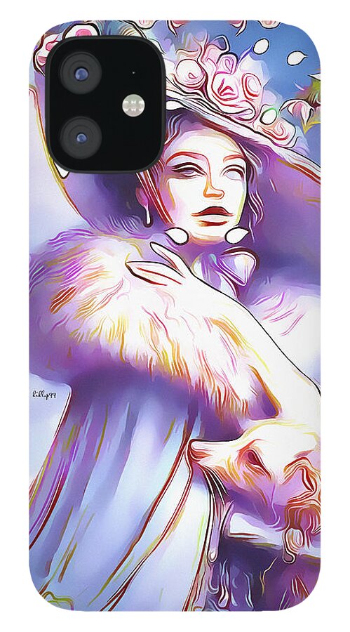 Watercolor iPhone 12 Case featuring the painting Lady with dog 2 by Nenad Vasic