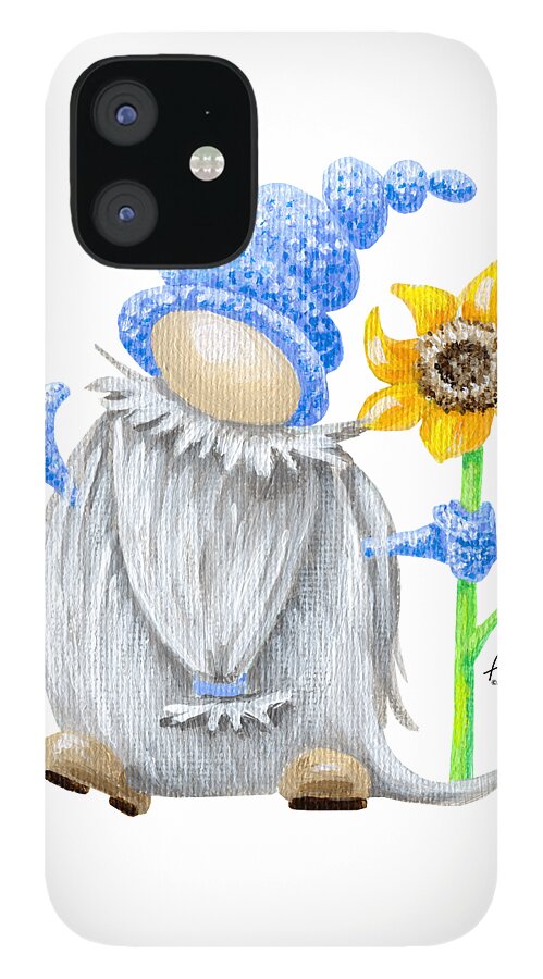 Gnome iPhone 12 Case featuring the painting Laff Gnome by Annie Troe