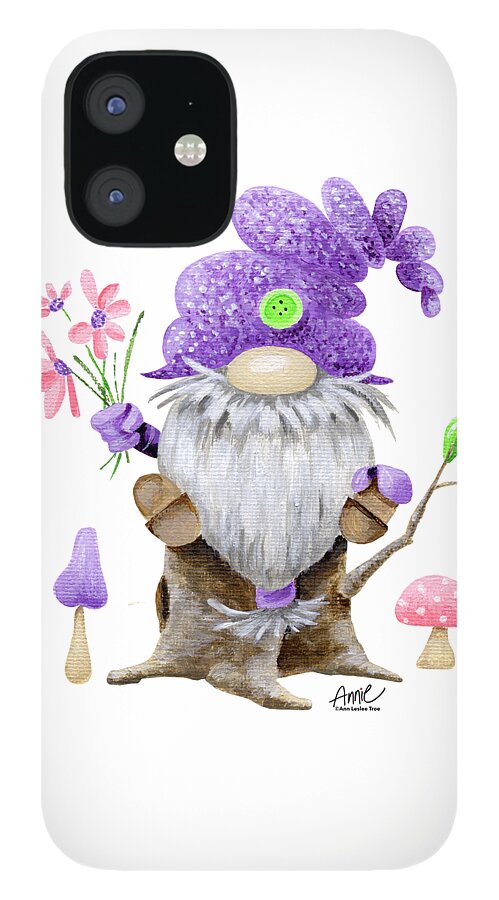 Gnome iPhone 12 Case featuring the painting Leif Gnome by Annie Troe