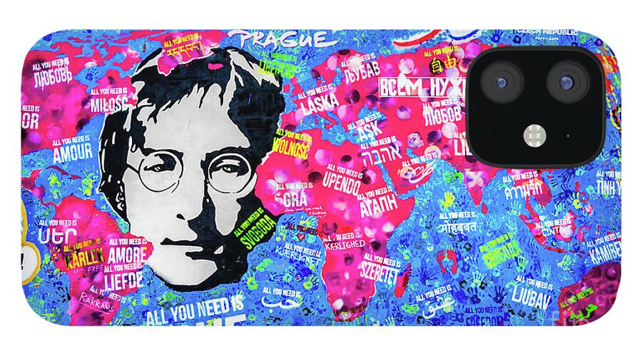 All You Need Is Love iPhone 12 Case featuring the photograph Lennon Wall Prague - All You Need is Love by M G Whittingham