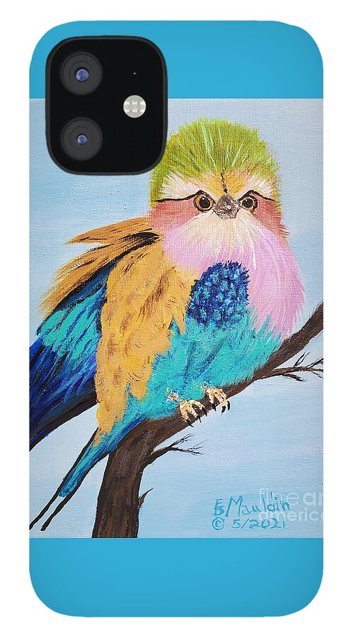 Lilac-breasted Roller iPhone 12 Case featuring the painting Lilac-Breasted Roller by Elizabeth Mauldin
